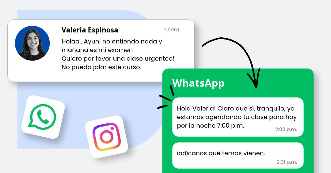Ejemplo de una consulta por WhatsApp para solicitar una clase en Ayuni